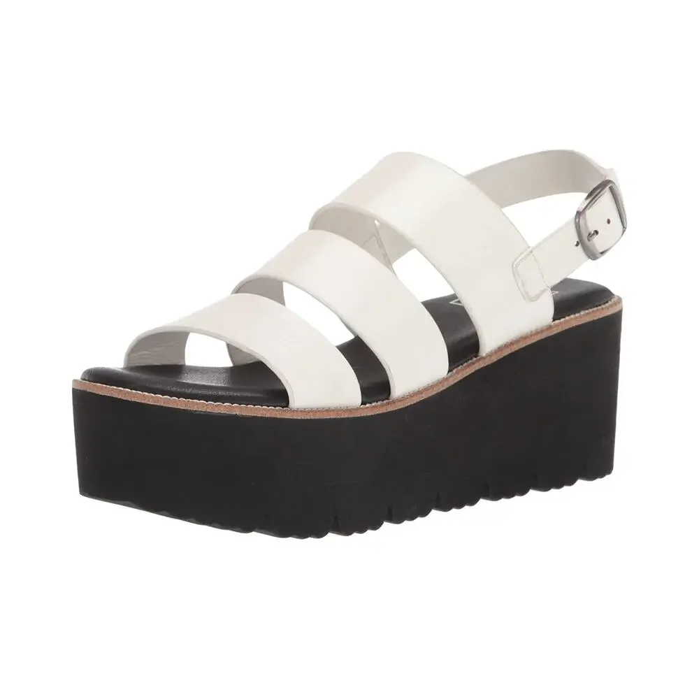 Dirty laundry Pendulum Platform Sandals white stripe Sz 8.5